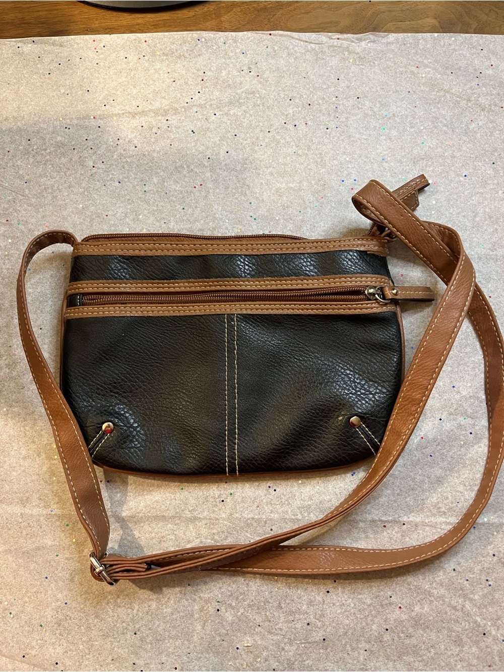 Croft & barraow  Black and Brown Crossbody Bag - Classic Leather Look